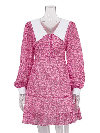 V-Neck Printed Fashion Mini Dress For Women - DALI