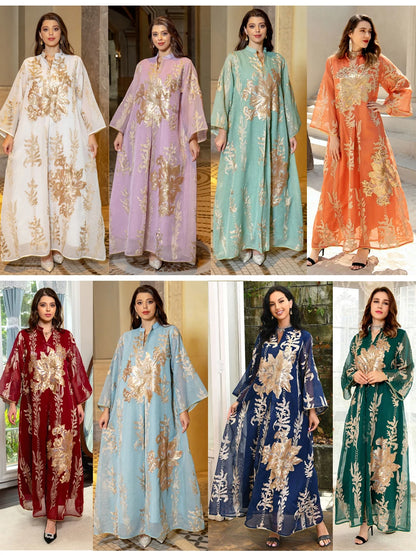Sequins Embroidered Abaya Dress For Women