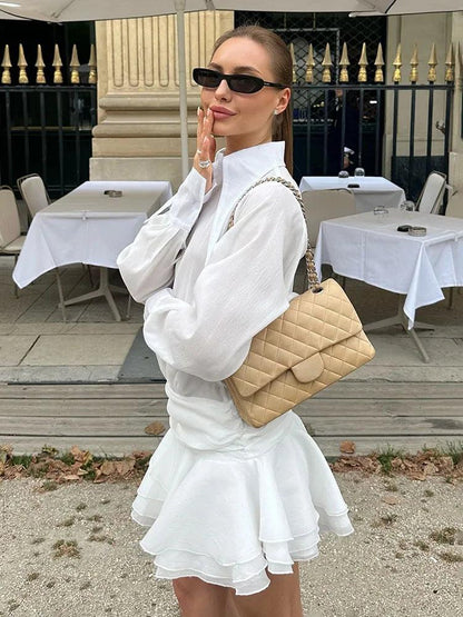White Chiffon Dress For Women - DALI
