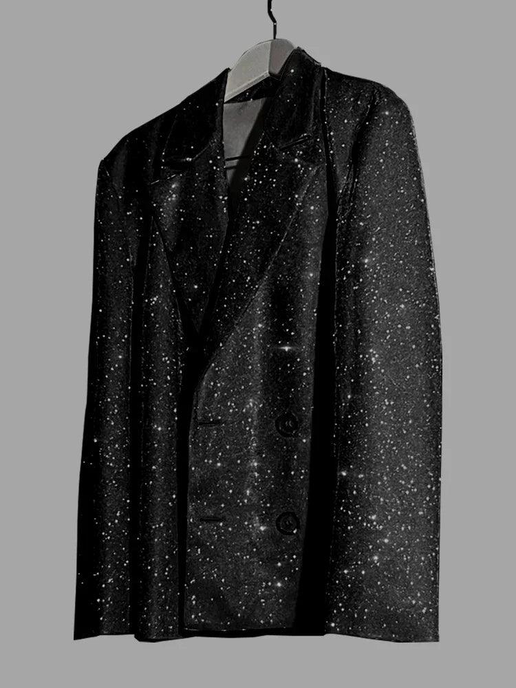 Silver Shiny Blazer Sets For Women - DALI