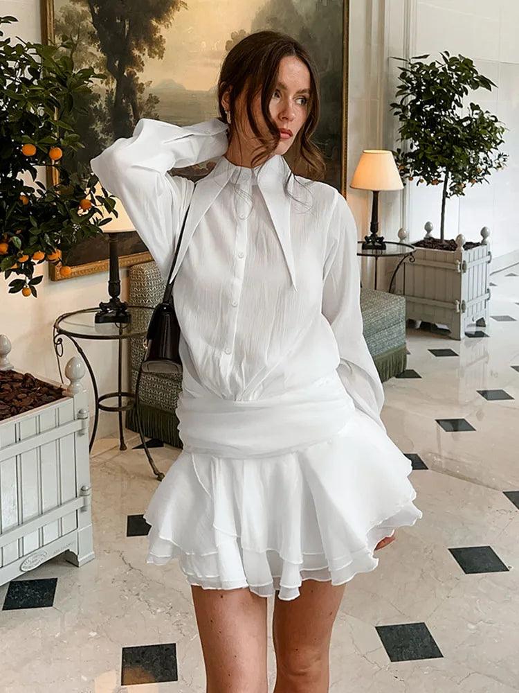 White Chiffon Dress For Women - DALI