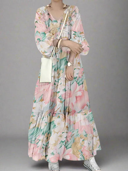 Fashion Women Floral Printed Dress - DALI