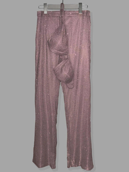 Glitter Silver Party Two Piece Pants Set Women - DALI