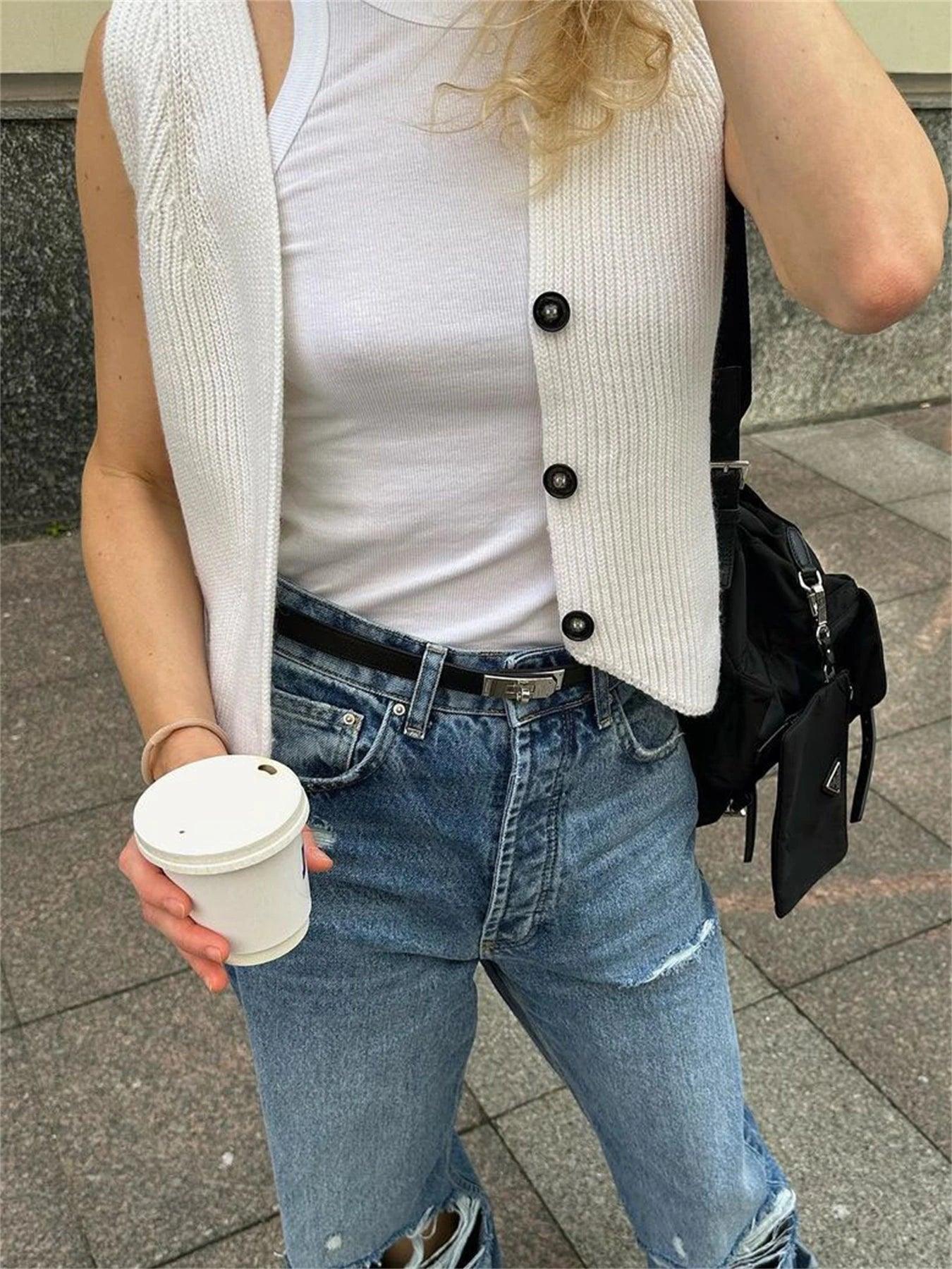 Knit Casual Ribbed Vest Cardigan For Women - DALI