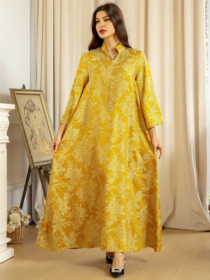 Muslim Ramadan Eid Embroidery Beading Casual Abaya For Women Jalabiya