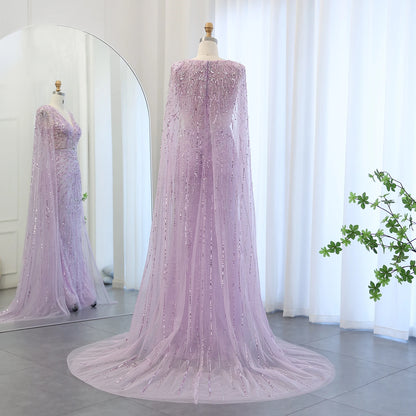 Luxury Mermaid Evening Dresses with Cape