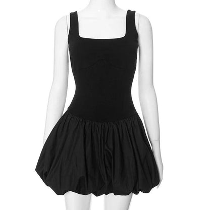 Folds Patchwork Mini Vest Dress For Women - DALI