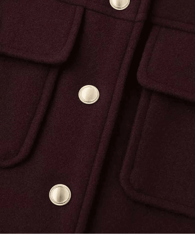 Red Jacket Stand Collar Single Breasted Full Sleeve - DALI