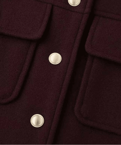 Red Jacket Stand Collar Single Breasted Full Sleeve - DALI