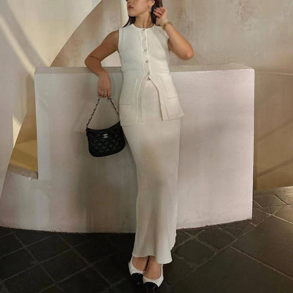 Fashion Knitted Skirt Suit For women - DALI