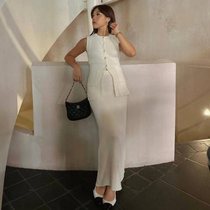 Fashion Knitted Skirt Suit For women - DALI