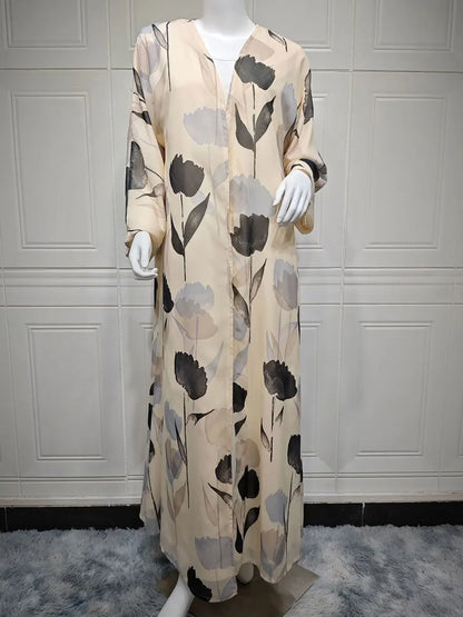 Ramadan Muslim Woman’s Long Dresses Cardigan with Hijab