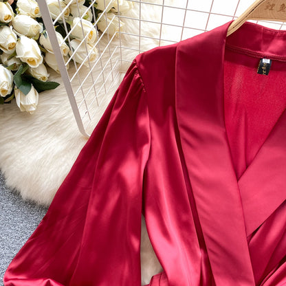 Women Senior Satin Sexy Dress 2025 New Fashion