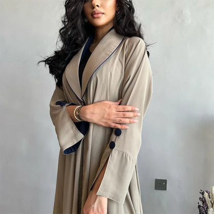 Fashion Solid Casual Open Kimono Abayas