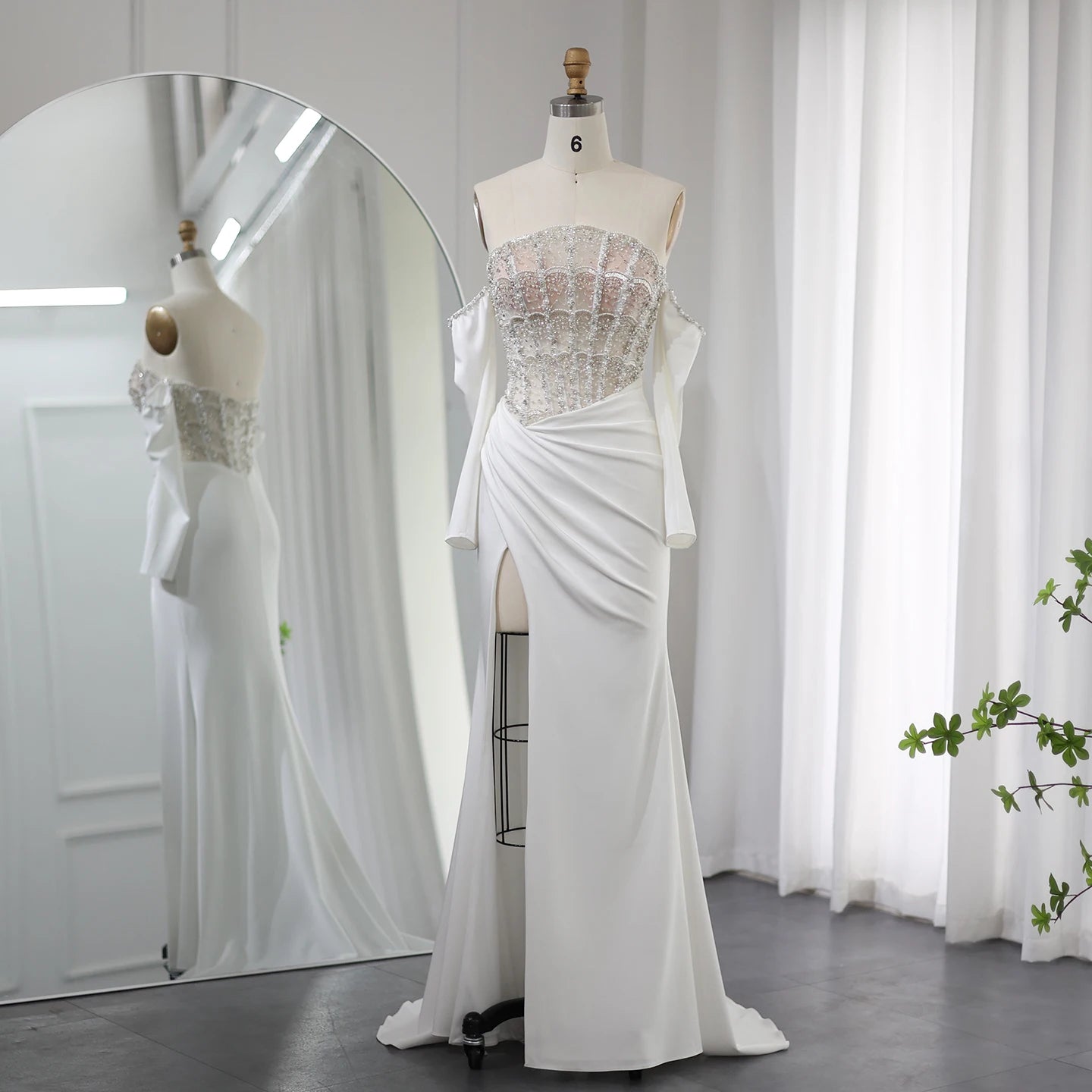 Luxury Mermaid White Evening Dress Dresses Women Wedding Party