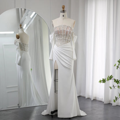 Luxury Mermaid White Evening Dress Dresses Women Wedding Party