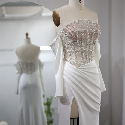 Luxury Mermaid White Evening Dress Dresses Women Wedding Party