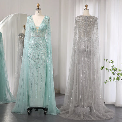 Luxury Mermaid Evening Dresses with Cape