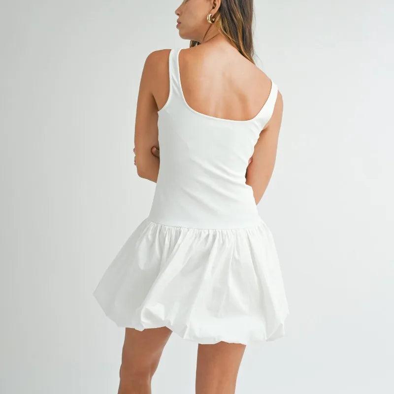 Folds Patchwork Mini Vest Dress For Women - DALI