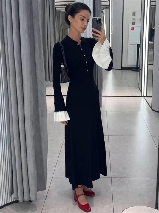 Female Ruffled Knitwear Long Dress Fashion - DALI