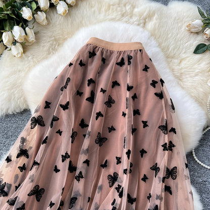High Quality Embroidery Long Skirt Ladies Elastic Waist