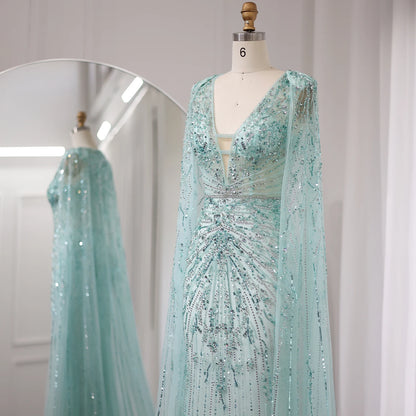 Luxury Mermaid Evening Dresses with Cape