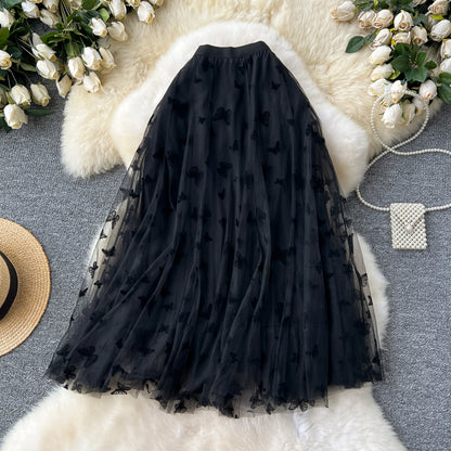 High Quality Embroidery Long Skirt Ladies Elastic Waist