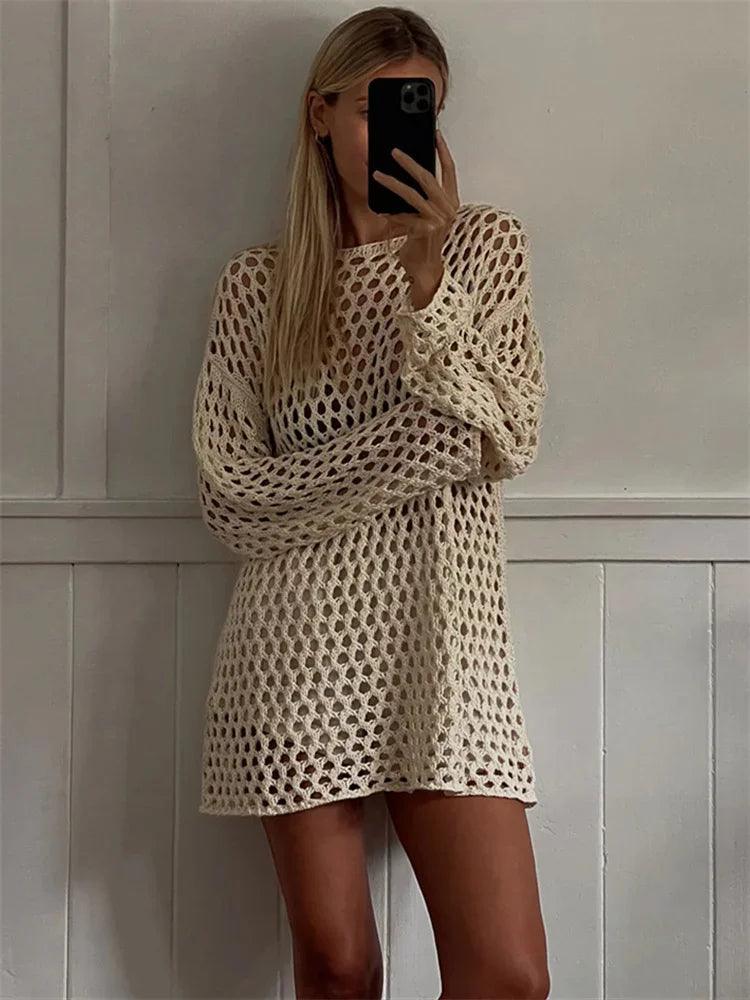 Sexy Hollow Out Knit Cover Up dress For Women - DALI