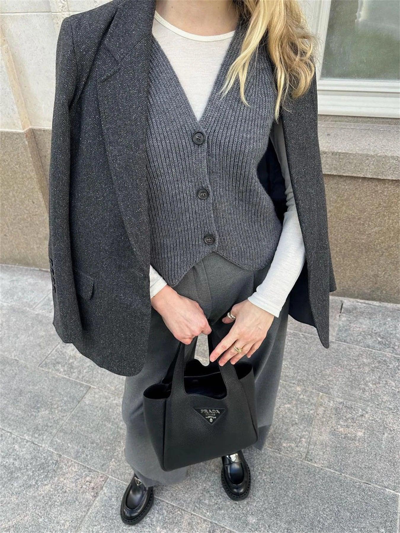 Knit Casual Ribbed Vest Cardigan For Women - DALI