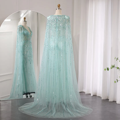 Luxury Mermaid Evening Dresses with Cape
