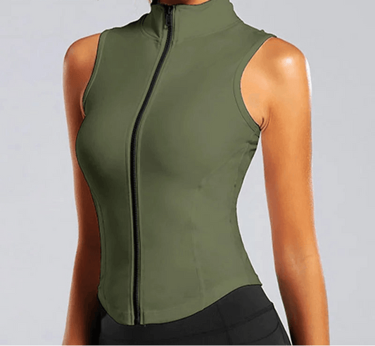 Top Fitness Athletic Zip Up Sweat Vest Jacket - DALI