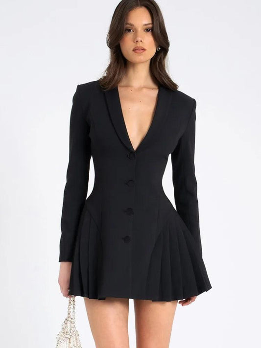V-Neck Sexy Suit Mini Dress Female - DALI