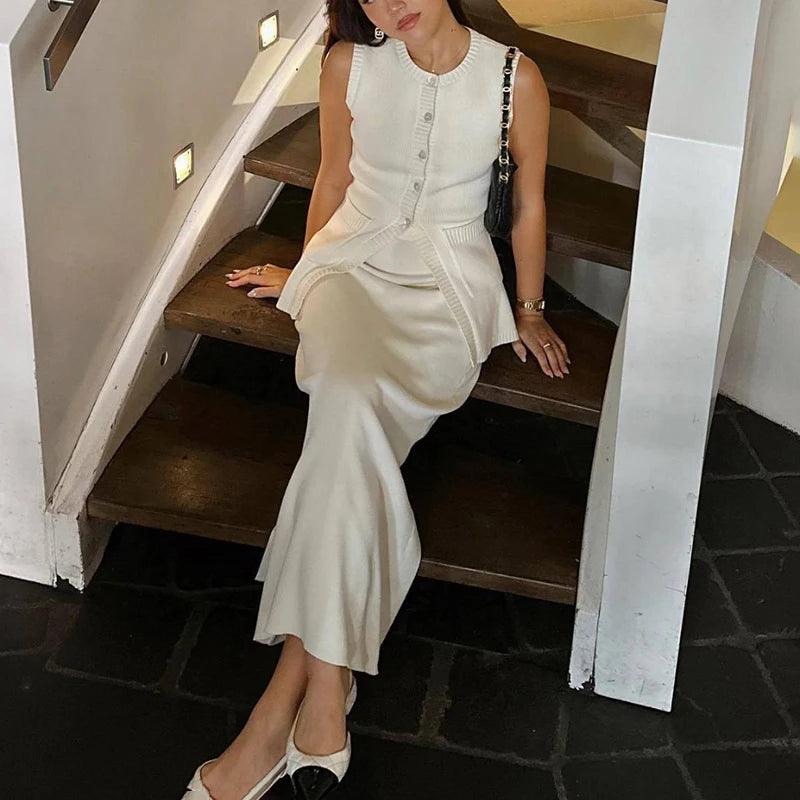 Fashion Knitted Skirt Suit For women - DALI
