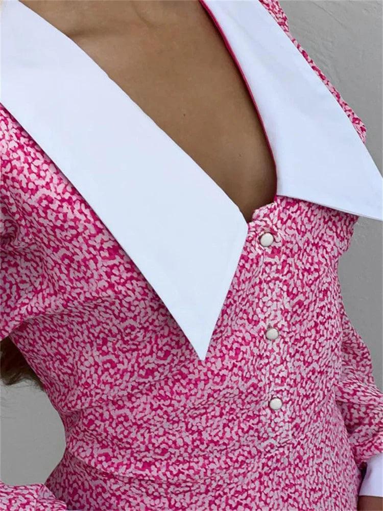 V-Neck Printed Fashion Mini Dress For Women - DALI