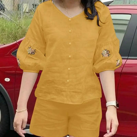 Blouse Pants Sets 2PCS Outifits Cotton - DALI
