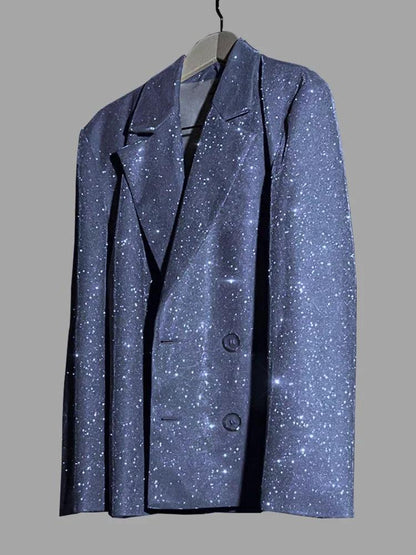 Silver Shiny Blazer Sets For Women - DALI