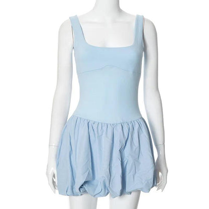 Folds Patchwork Mini Vest Dress For Women - DALI