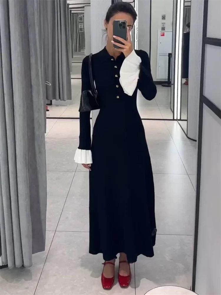 Female Ruffled Knitwear Long Dress Fashion - DALI