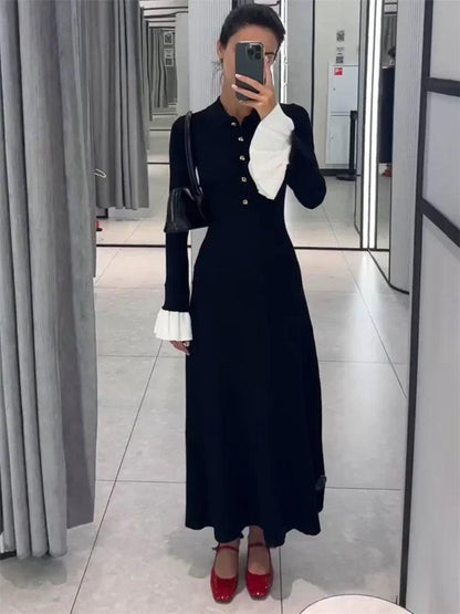 Female Ruffled Knitwear Long Dress Fashion - DALI