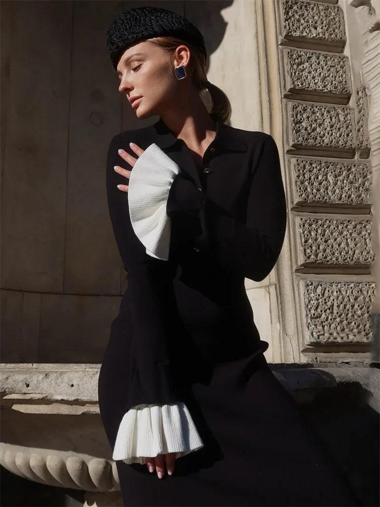 Female Ruffled Knitwear Long Dress Fashion - DALI