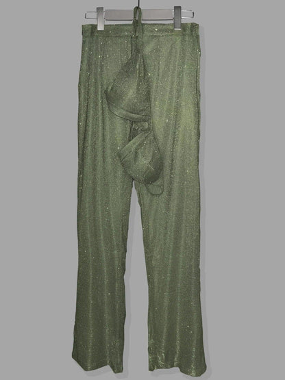 Glitter Silver Party Two Piece Pants Set Women - DALI