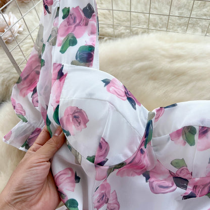 Beach Vacation Floral Print Dress Women Fashion