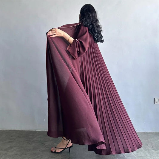 Fashion Solid Casual Open Kimono Abayas