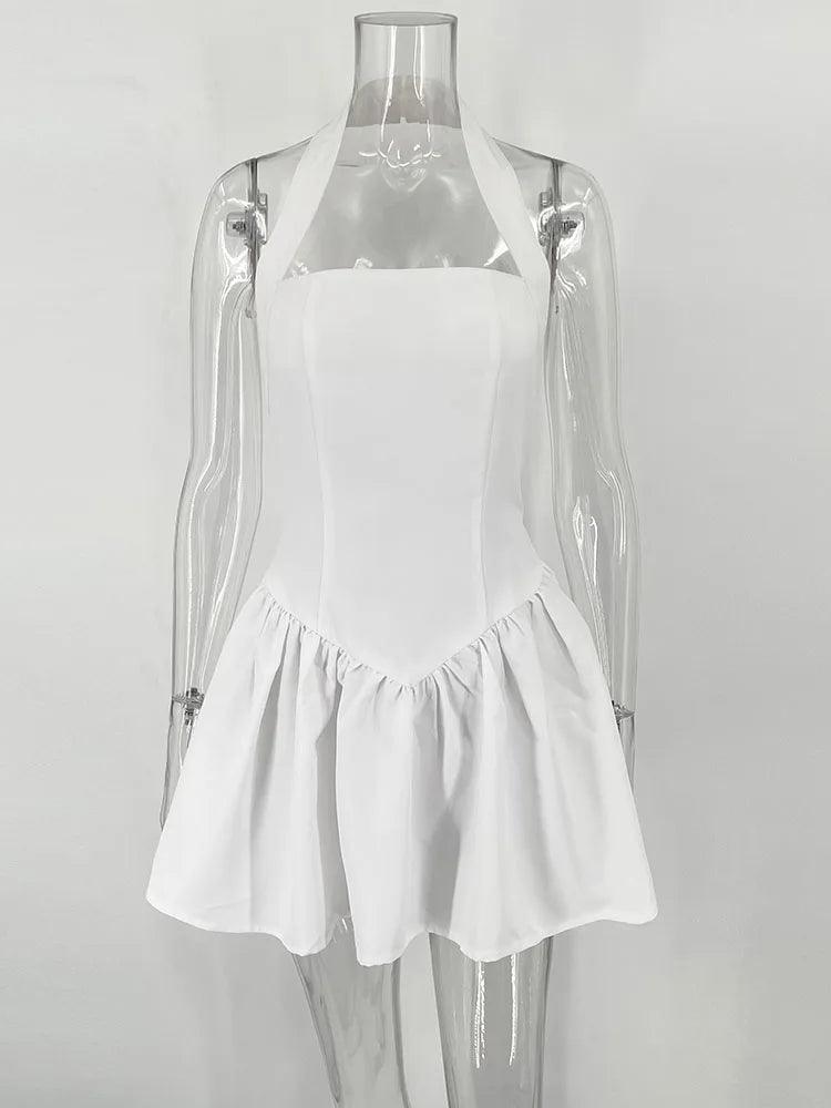 White Summer Ruffled Mini Dress Female - DALI