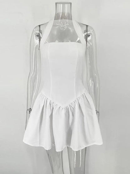 White Summer Ruffled Mini Dress Female - DALI