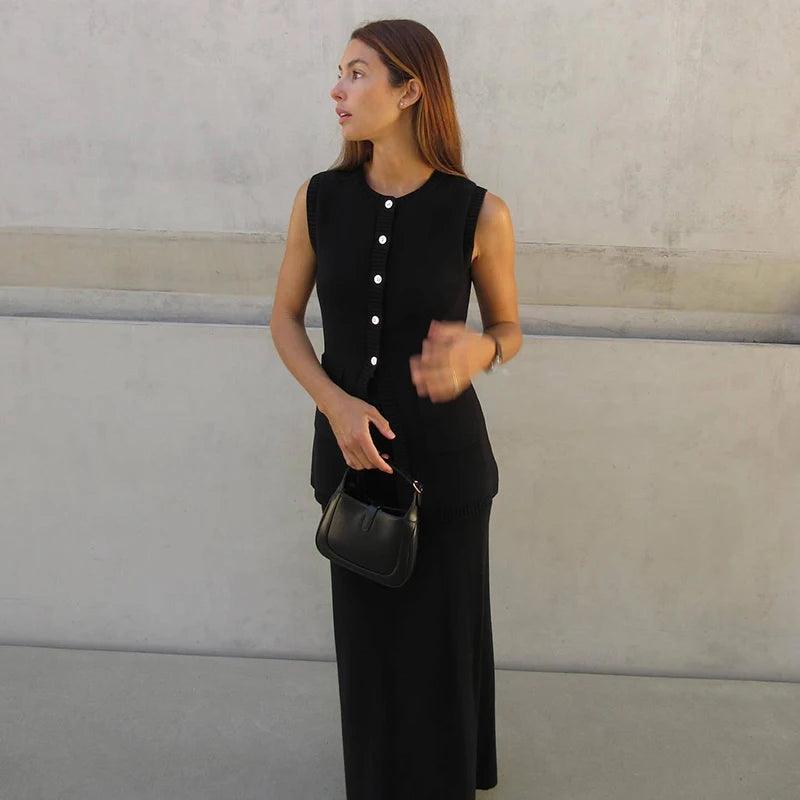 Fashion Knitted Skirt Suit For women - DALI