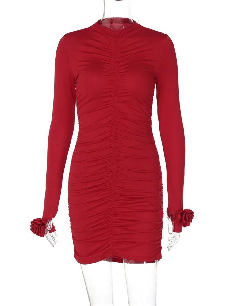 Floral Slim Pleated Mini Dress Women - DALI