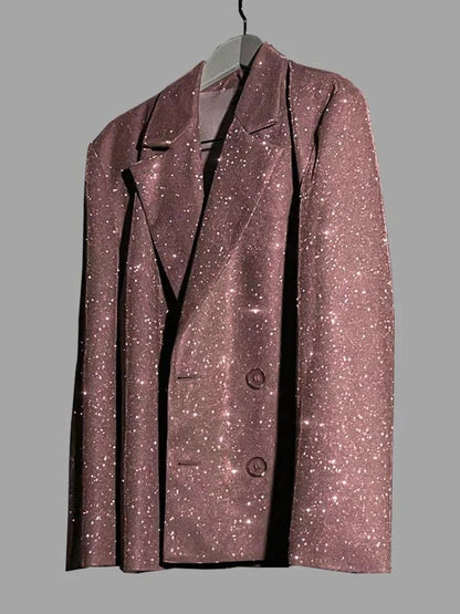 Silver Shiny Blazer Sets For Women - DALI