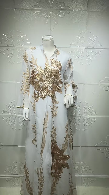 Sequins Embroidered Abaya Dress For Women