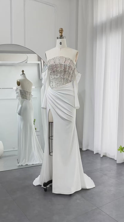 Luxury Mermaid White Evening Dress Dresses Women Wedding Party